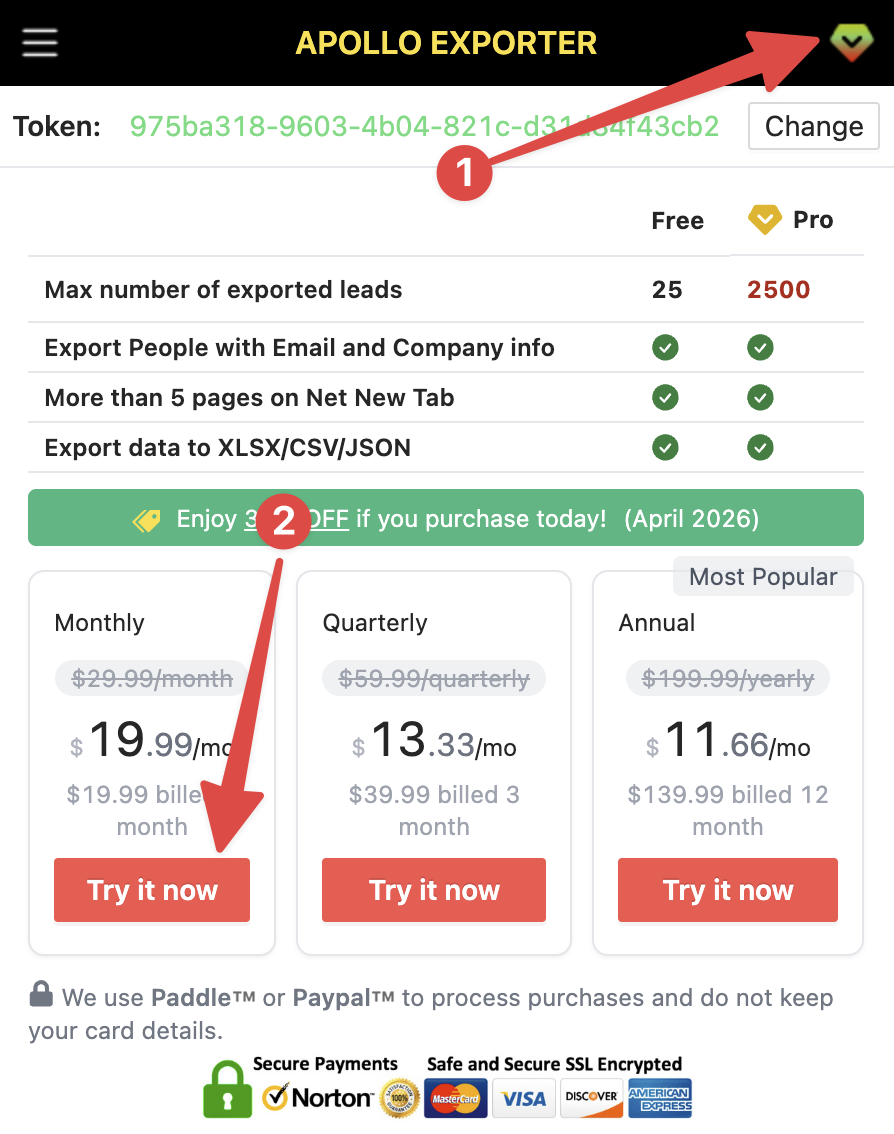 Apollo Unlimited Exporter chrome extension subscribe pro